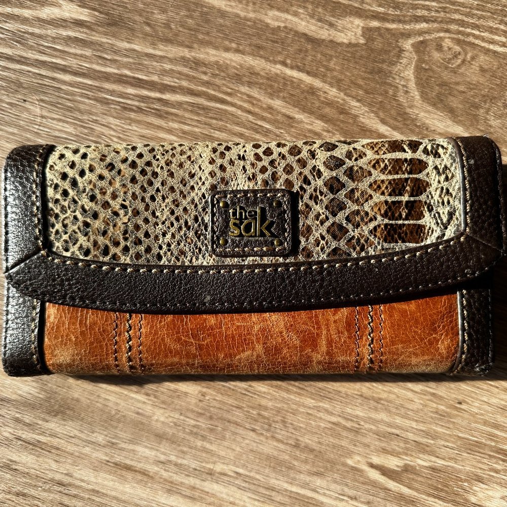 The Sak Leather & Snake Skin Long Wallet Organizer